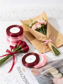 1 Roll Satin Ribbon, 1cm Wide 22m Long, Smooth Solid Color Fabric Ribbon, Suitable For Gift Wrapping, Wedding Bouquets, DIY Bows, Party And Cake Decoration - Multi-color - View 8