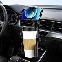 2 In 1 Car Cup Holder Phone Mount, 360° Rotatable Multi-Joint Adjustable Car Drink Cup & Phone Holder, Stable Clamp Cell Phone Stand For Car, Fits Most Vehicle Cup Slots, For Navigation & Drink Storage While Driving - Black - View 8