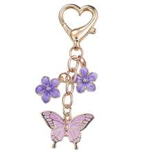 Cross-Border Cute Colorful Enamel Butterfly Daisy Keychain, Heart-Shaped Lobster Clasp Bag Charm, Alloy Pendant Key Ring, Suitable For Backpack Decoration Gift - Multicolor - View 8