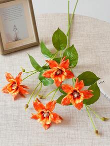 Artificial Flowers Fake Clematis Vine Stems 31.5 Inches Silk Flowers For Home Wedding Party Stairway Indoor Outdoor Deocorations - Coral Orange - View 6