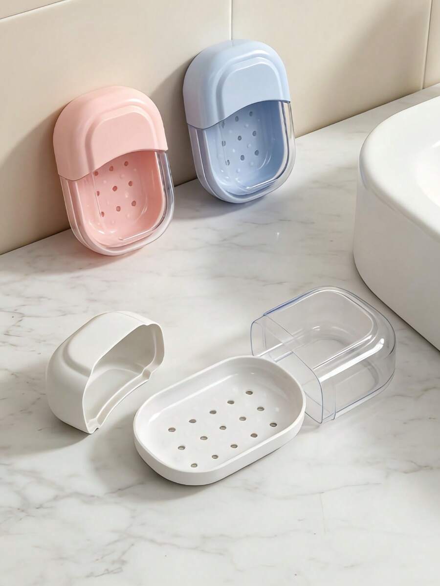 Portable Soap Box, Double-Layer Drainage Travel Mini Soap Storage Box With Lid, Portable Soap Holder For Business Trips - Double-layer Draining - View 1
