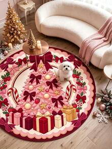 1 Adet 2D Baskılı Noel Ağacı Dekoratif Halı, Kalınlaştırılmış Halı, Kalın Halı, Tüylü Halı, Sonbahar/Kış Halısı, Kalınlaştırılmış Halı, Dekoratif Halı, Yatak Odası Dekoru, Küçük Halı, Halı, Ev Dekoru, Oturma Odası Halısı, Oturma Odası Küçük Halı, Yatak Odası Halısı, Oturma Odası Ev Dekoru, Dış Mekan Halısı, Yıkanabilir Halı - Çok Renkli B - Görünüm 2