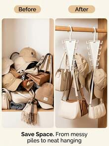 3pcs V-Shaped Double-Sided Hanging Storage Rack, Suitable For Bedroom Door, Entryway, Bathroom And Closet Corner, Can Hang Clothes, Hats And Bags, Multi-Function Wardrobe Hook Rack - View 6