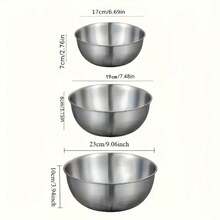 3pcs Stainless Steel Mixing Bowl Set, Includes Kitchen Cooking Basin, Dishwashing Basin, Fruit Bowl, Noodle Bowl, Kitchen Utensils, Baking Tools And Kitchen Accessories - Multicolor - View 12