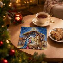 20pcs Christmas Nativity Party Napkins, Featuring Jesus Born In The Manger Under The Starry Night Sky, This Timeless Design Brings Peace, Blessing And Unity, Suitable For Christmas Parties, Holiday Celebrations, Christmas Table Decor - Christmas - View 5