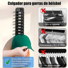 Wall-Mounted Hat Storage Rack, Holds 16 Hats, Adhesive No-Drill Installation, Space-Saving Design, Durable Plastic Portable Hat Rack, Brim Protection Design, Suitable For Closet Office Dorm Storage, Wall-Mounted Hat Hanging Organizer, Home Storage Recommendation - Multicolor - View 2