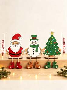 3pcs Christmas Santa, Snowman And Christmas Tree Desktop Decorations, 2D Flat Creative Christmas Ornaments, Suitable For Home Wall And Desktop Decor, Holiday Party Table Setting - Multicolor - View 9