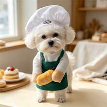 Set Kostum Koki Lucu untuk Hewan Peliharaan dengan Topi Hamburger, Pakaian Anjing untuk Anjing Kecil, Sedang, dan Besar - MultiWarna - View 2