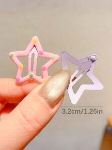 20pcs Girls Multi-Color Heart Water Drop Bear Star Polka Dot Hair Clips, Sweet Versatile Non-Damaging BB Clips, Side Fringe Clips, Simple Bangs Clips, Hair Accessories For Daily Use In Autumn - Multicolor - View 4