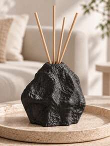 1pc Wabi-Sabi Ins Style Asymmetrical Rock Texture Rattan Aromatherapy Bottle, Wrinkled Surface Fragrance Container, Matte White/Spotted Beige, Minimalist Living Room Desktop Fragrance Decor Gift - Large Rock - View 5