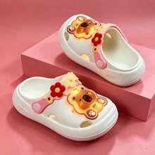 Toddler Children LED Glowing Bear Design Clogs, Cute Cartoon Flower Light-Up Slip-On Sandals, Non-Slip EVA Clogs, Unisex Indoor/Outdoor - White - View 6