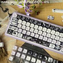 Tutup Tombol Purple Moon DIY Tinggi Asli Estetika Tinggi MOA PBT Mengkilap Lima Sisi Sublimasi Pewarna Kompatibel Dengan Keyboard Mekanik - View 10