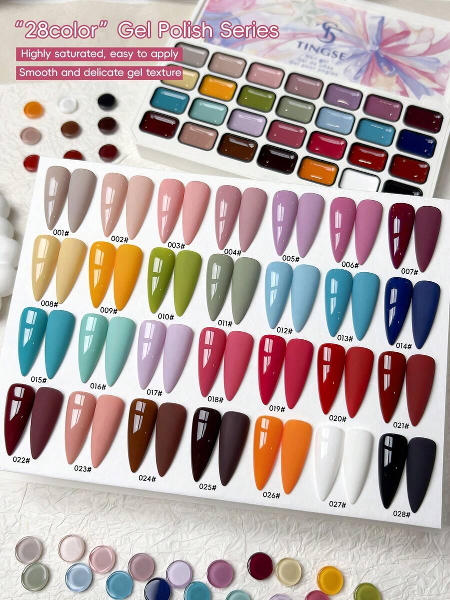 Tingse 28-Grid Amusement Park Gel Nail Polish Set, Gel Nail Art Serbaguna dengan Saturasi Tinggi dan Tahan Lama
