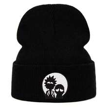 Warner Bros 1pc Cartoon Embroidered RICK And MORTY Knitted Beanie Hat, Autumn/Winter Unisex Outdoor Beanie, Hip-Hop Fashion Ski Cold Weather Hat - Multicolor - View 1