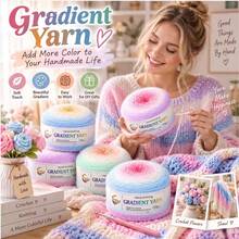 200g Extra Large Ball, Colorful Candy Tones, Natural Gradient Color, Knitted Blanket, Shawl, Crochet Cushion, Beginner Friendly, Multiple Color Options - Two-tone Light Mist - View 2