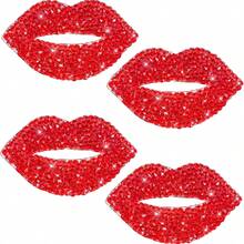 WENSIDUO 4pcs Rhinestone Red Lips Stickers, Self-Adhesive Shiny Lip-Shaped Decals, Glitter Crystal Lip Stickers, Removable DIY Decorative Stickers For Car, Mirror, Refrigerator, Laptop, Phone Case, Clothing, Party Crafts - Red Lip Sticker - View 13