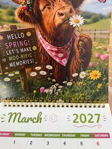 2027 Calendar Highland Cow Theme 12 Unique Exquisite Monthly Planner Schedule Display, Birthday Home Indoor Decor Accessory, Christmas Gift, New Year Gift - Multiple Styles - View 6