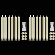 Realistic Wax-Like Flameless Taper Candles With Remote Timer, LED Flickering Candle Holders, Battery Operated Candles With Base, 9.8 Inch, Home Christmas Wedding Celebration Decor, White/Ivory, 6pcs/12pcs - Taper Candle - View 14