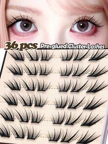 MAANGE 36 Clusters Glue-Free Fluffy Eyelashes, Slanted Fox-Style Cartoon Eyelashes With Pointed Tails, Enlarges Eyes, Creates Natural Makeup Look, No Glue Needed, Exquisite Packaging, False Eyelashes - C - View 3
