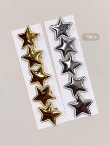 10pcs Gold + Silver Star Hair Clips, Sweet Style Hair Accessories Suitable For Daily Wear - Multicolor - View 2