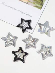 30/10pcs Kids Baby Multi-Color Five-Point Star Sequin Glitter BB Hair Clips Side Hair Clips Pair Clips For Daily Use Hair Accessories - Multicolor - View 4