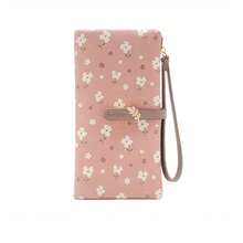 PRETTYZYS Women's Long Wallet Korean Style Printed Fresh Design Multifunctional Multi-Slot Wallet Handbag Wallet Wrist Strap Wallet Large Capacity Multi-Slot Student Coin Purse Daily Travel Wallet Christmas Wallet Valentine's Day Gift Wallet All Season - Dusty Pink - View 6