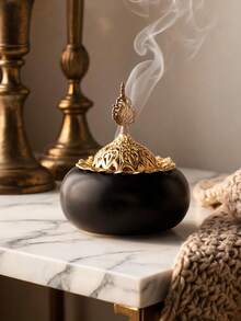 1pc Round Metal & Ceramic Handheld Incense Burner, 2 Colors White & Black, Minimal Natural Luxury Style, Aromatherapy Decor. Perfect For Home, Office, Hotel, Halloween, Christmas & Ramadan Decor. - Incense Burner - View 12