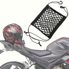 1pc Motorcycle Helmet Net With 2 Elastic Tie Ropes, Motorcycle Bicycle Hook Rope, Black Mesh Luggage Organizer With Elastic Straps For Secure Storage - CC - View 8