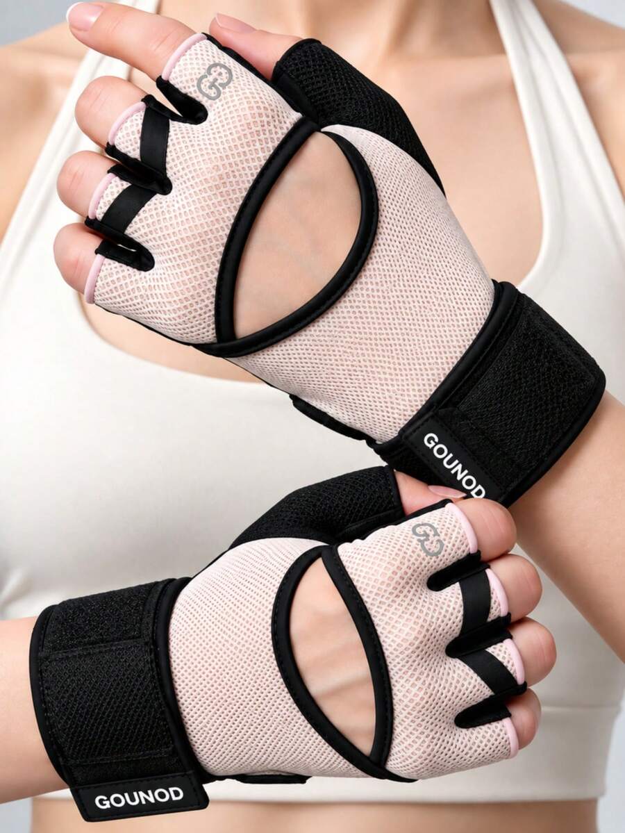 Sports Half Finger Gloves With Wrist Strap Bike Cycling Gloves For Women Men Gym Gloves For Weightlifting Training Pull Up Hiking Training Outdoor Exercise Workout Equipment For Home Yoga Pilates Eessentials Accessories Weight Loss - Multicolor - View 1