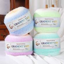 200g Extra Large Ball, Colorful Candy Tones, Natural Gradient Color, Knitted Blanket, Shawl, Crochet Cushion, Beginner Friendly, Multiple Color Options - Two-tone Light Mist - View 5