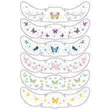3/2/1pc Random Colorful Floral Face Tattoos; Fresh And Dainty Flower And Butterfly Temporary Tattoo Stickers - Multicolor - View 7