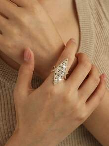 jealous young 1件奢華大菱形幾何全立方鋯石婚戒，適合約會配戴、訂婚禮物、訂婚宴珠寶 - 金黃色 - 查看 2
