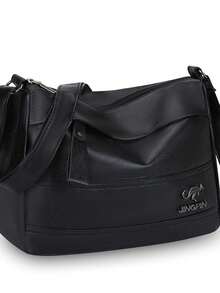 Men's Large Capacity Vintage Soft Leather One Shoulder Tote Bag, Casual Commute Multi-Compartment Versatile Crossbody Handbag - Multicolor - View 8