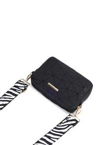 1pc Women's Geometric Rhombus Print Camera Bag, Zebra Stripe Wide Strap Crossbody Small Bag, Casual Versatile Lightweight Shoulder Bag - M1705 - View 11