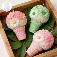 Creative Cone-Shaped Flower Ball Candle Silicone Mold, Creative Flower Series Theme, Soft And Easy To Demold With Clear Texture, Suitable For Candles, Resin, Soap And Other Crafts, Ideal For Home Decor, Art Display, Living Room Decoration And Creative Gift Making, Perfect For Valentine's Day Gift/Birthday Gift/Holiday Gift - White - View 3