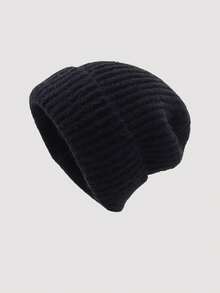 1pc Cuffed Knit Beanie Hat, Minimalist Solid Color Loose Fit, Unisex Warm Ear Protection Knitted Cap For Autumn/Winter - Fluorescent Wool Hat - View 29