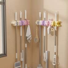 Soporte de Fregona Colorido, Gancho de Pared para Baño, Almacenamiento Colgante y de Pared sin Taladro - A - Ver 9