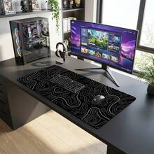 1pc Topographic Map Pattern XXL Mouse Pad - Extra Large Extended Desk Mat, Suitable For Gaming, Black And White Minimalist Keyboard Pad, Suitable For Office And Home - View 4