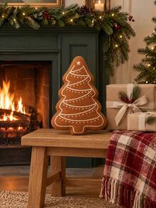 Gingerbread Man Christmas Tree Decorative Pillow, Brown Holiday Cushion, Suitable For Sofa And Bed, Cozy Christmas Home Decor Accent - Ginger - View 2