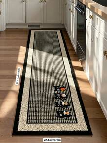 1pc Flannel Kitchen Mat Cartoon Black Cat Foot Mat, Dirt-Resistant Kitchen Rug | Long & Short Sizes, Suitable For Kitchen And Entryway. Practical Entryway Door Mat Home Decor Rug, Can Be Used In Dining Room, Kitchen, Indoor Entrance And Other Indoor Areas. - Multicolor - View 18