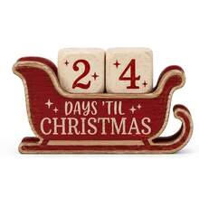 Cross-Border New Wooden Christmas Sleigh Calendar Sign Tabletop Decor For Dining Table Atmosphere Decoration - A - View 5