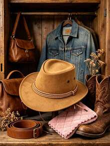 1pc Western Cowboy Hat, Versatile Party Accessory For Christmas, Halloween, Valentine's Day, Carnival And More! Perfect For Couples Outings, Matching With Your Partner For Travel, Hiking, Horse Riding, Vacation, Creating A Romantic Couple Hat Look. The Hat Features Unique Woven Rope Craftsmanship, Excellent Texture, Classic Wide Brim Curved Design, Vintage And Personalized Style. - Multiple Styles - View 7