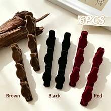 3pcs/6pcs/Set Flocked Side Hair Clips Double Layer Hair Clips Hair Styling Tools Hair Clips High Crown Hair Accessories Random Color - Multicolor - View 6