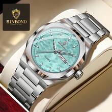 Fashionable Men's Luminous Waterproof Dual-Calendar Stainless Steel Quartz Watch, Luxurious Business Watch, Birthday, Halloween And Christmas Gift - Multicolor - View 11