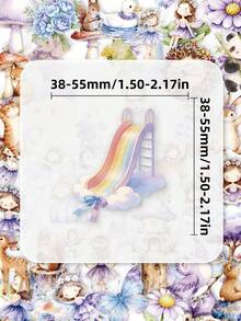 50Pcs Fairy Animal Stickers For Teens Adults, Watercolor Fantasy Forest PET Decals, Cute Fairy Tale Scrapbook Stickers For Water Bottles, Laptops, Phone Cases, Notebooks & Diary Crafts - Multicolor - View 5