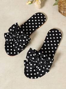 Sandal Datar Tenun Putih Wanita, Sandal Selop Mutiara dengan Kotak Jari Kaki Lebar - Hitam - View 7