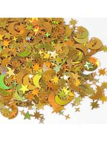 15g/30g/45g Gold Moon & Star Confetti - Suitable For Eid Celebrations, Ramadan And Eid Party Decoration Glitter Table Scatter - Multicolor - View 10
