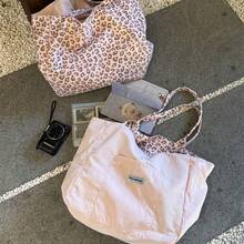Korean Style Pink Leopard Print Canvas Tote Bag Women 2026 New Versatile Large Capacity Daily Commute Shoulder Bag - Multicolor - View 5