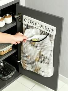 Mesh Storage Bag And Adhesive Hooks) Kitchen Hanging Mesh Storage Bag, Multi Functional Storage Bag,Reusable Over-The-Door Mesh Bag, Breathable And Easy-To-Access Design, Suitable For Storing Kitchen Utensils, Groceries, And Plastic Bags - Multicolor - View 6
