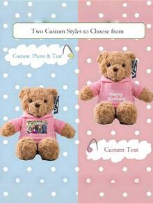 Gấu bông Teddy in ảnh tùy chỉnh, búp bê nhồi bông cá nhân hóa dễ thương, phù hợp làm quà sinh nhật hoặc Giáng sinh cho trẻ em và các cặp đôi - Nhiều màu - Xem 6